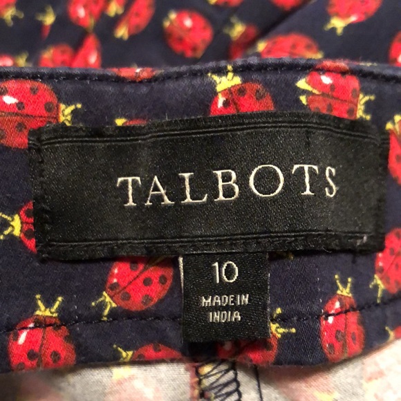 TALBOTS Heritage Size 10 Ladies Ladybugs Flat Front Side-Zip Pant Cotton Stretch - Picture 5 of 14